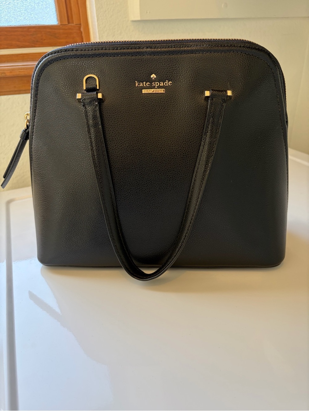 kate spade New York Black Leather Dome Satchel